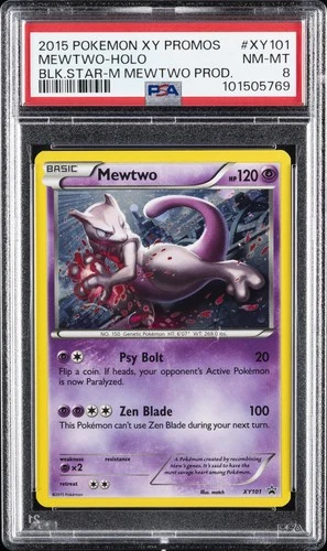 2015 POKEMON XY BLACK STAR PROMOS MEGA MEWTWO PRODUCTS #XY101 MEWTWO-HOLO PSA 8