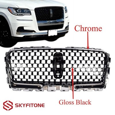 Fit Lincoln Navigator 2022-2025 Front Grille Black w/Outer Frame Surround Chrome