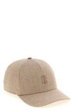 BRUNELLO CUCINELLI 950 Beige Sparkling Linen Baseball Cap New Authentic