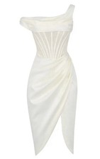 HOUSE OF CB Lulu Corset One-Shoulder Satin Midi Dress size S