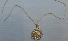 [9CT] [375] Gold St Christopher Diamond Cut Necklace [1.00G] [HALLMARKED]