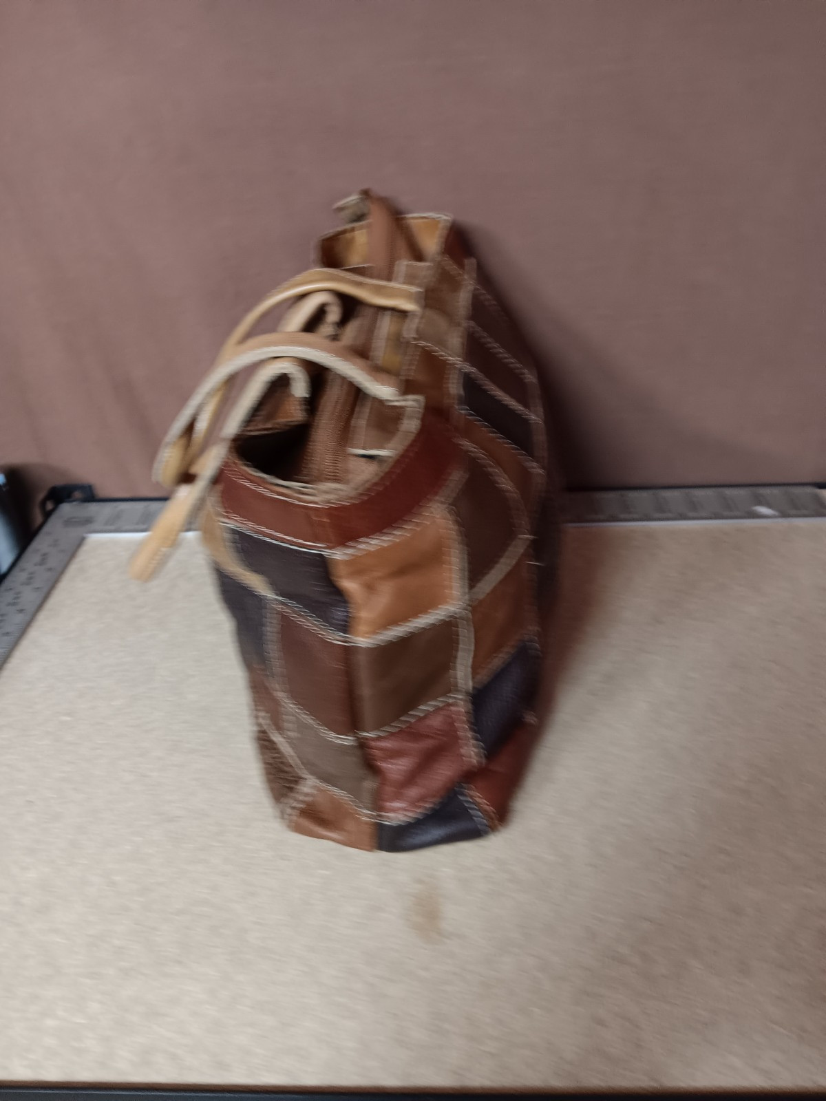 Unbranded Large Patchwork Leather Handbag Quilted… - image 2