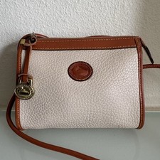 Vintage Dooney Bourke AWL Oatmeal Pebbled Leather Crossbody Bag British Tan