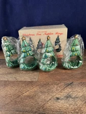 Ron Gordon Ceramic Christmas Tree Napkin Rings Set of 4 Signed Dated 1982 NIB