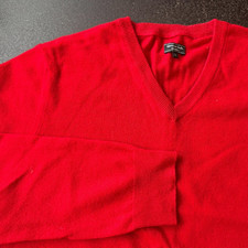 Mantovani Studio 100 Cashmere Sweater Men  s Large Red V-Neck Made in Italy