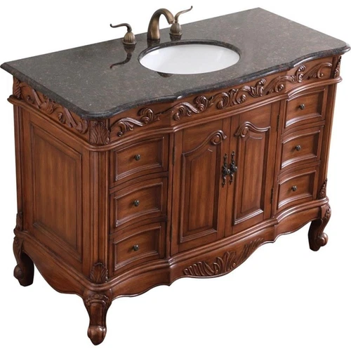 Elegant Decor Oakland 48" Single Marble Top Bathroom Vanity in Teak - Picture 1 of 18