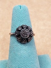 Vintage Sterling Silver Marcasite Floral Flower Ring Size 6.25
