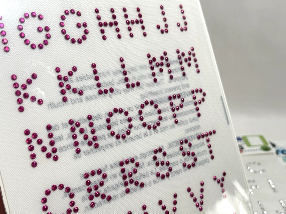 3 Sheets Rhinestud Sparkle Iron On Letters Alphabet Silver Fuchsia 49 Per Sheet - Image 2 of 4