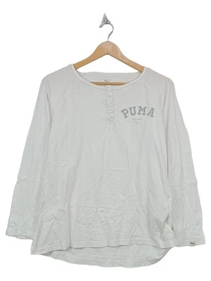PUMA T-Shirt Manches Longues Femme Blanc Logo Coton Loisirs (EU 42, INT XL) - Photo 1/4