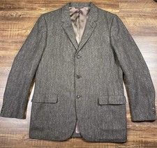 Vintage 60s Penney  s Gray Wool Tweed Sport Coat Union Made USA Ivy Jacket 42R