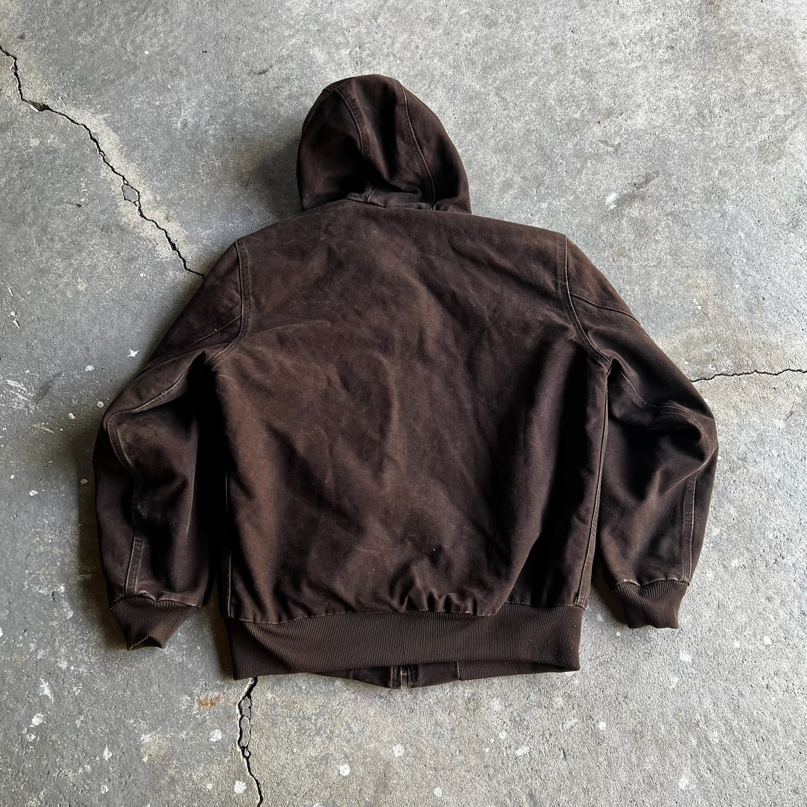Carhartt WOMENS WJ130 DKB brown hooded work wear jacket Large image 4