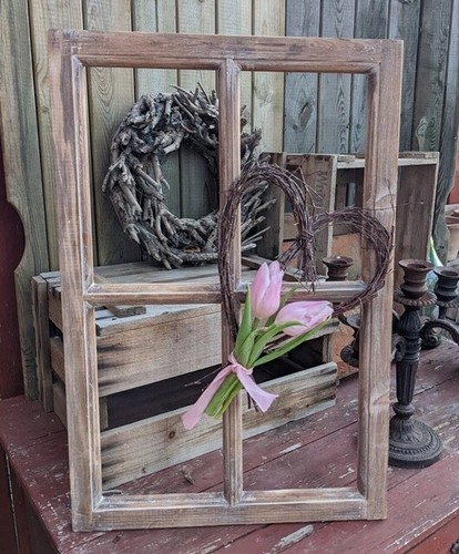 Decorazione Finestra IN Legno Cottage Stile Giardino Vintage Shabby Antico Nuovo - Foto 2 di 3