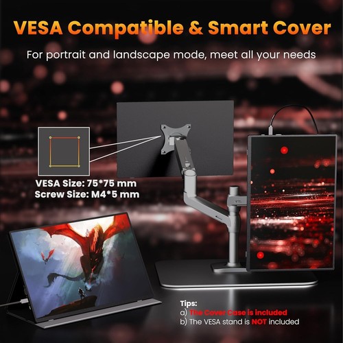 Portable Gaming Monitor 16 Inch QHD 2.5K Travel Monitor Fits in a 15.6 backpack - Picture 3 of 7