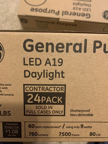 Case lot 48 LED GE Non Dimmable Light Bulbs NEW 60 Watt Equivalent Uses 9 Watts - Picture 4 of 4