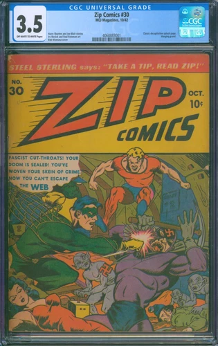 Zip Comics #30 (1942) ⭐ CGC 3.5 ⭐ Classic WWII Cover! Rare Golden Age MLJ Comic