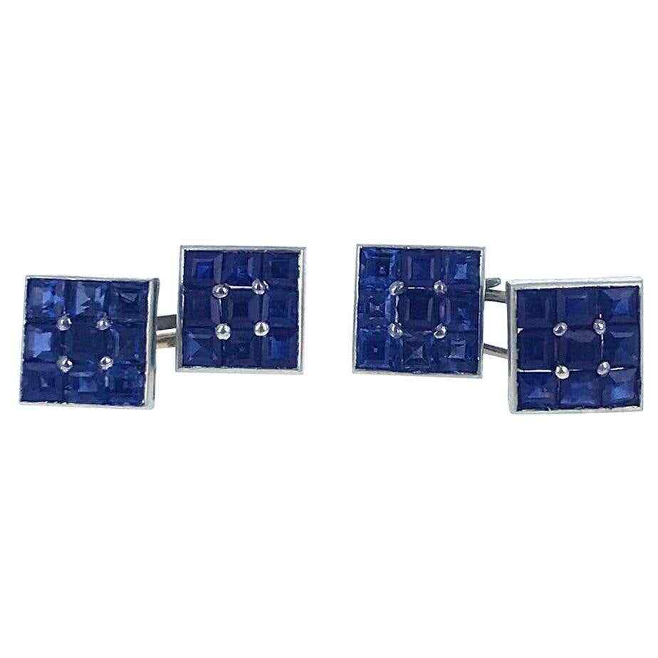 Men's Princess Cut Blue Sapphire Amazing Fantastic Art Deco