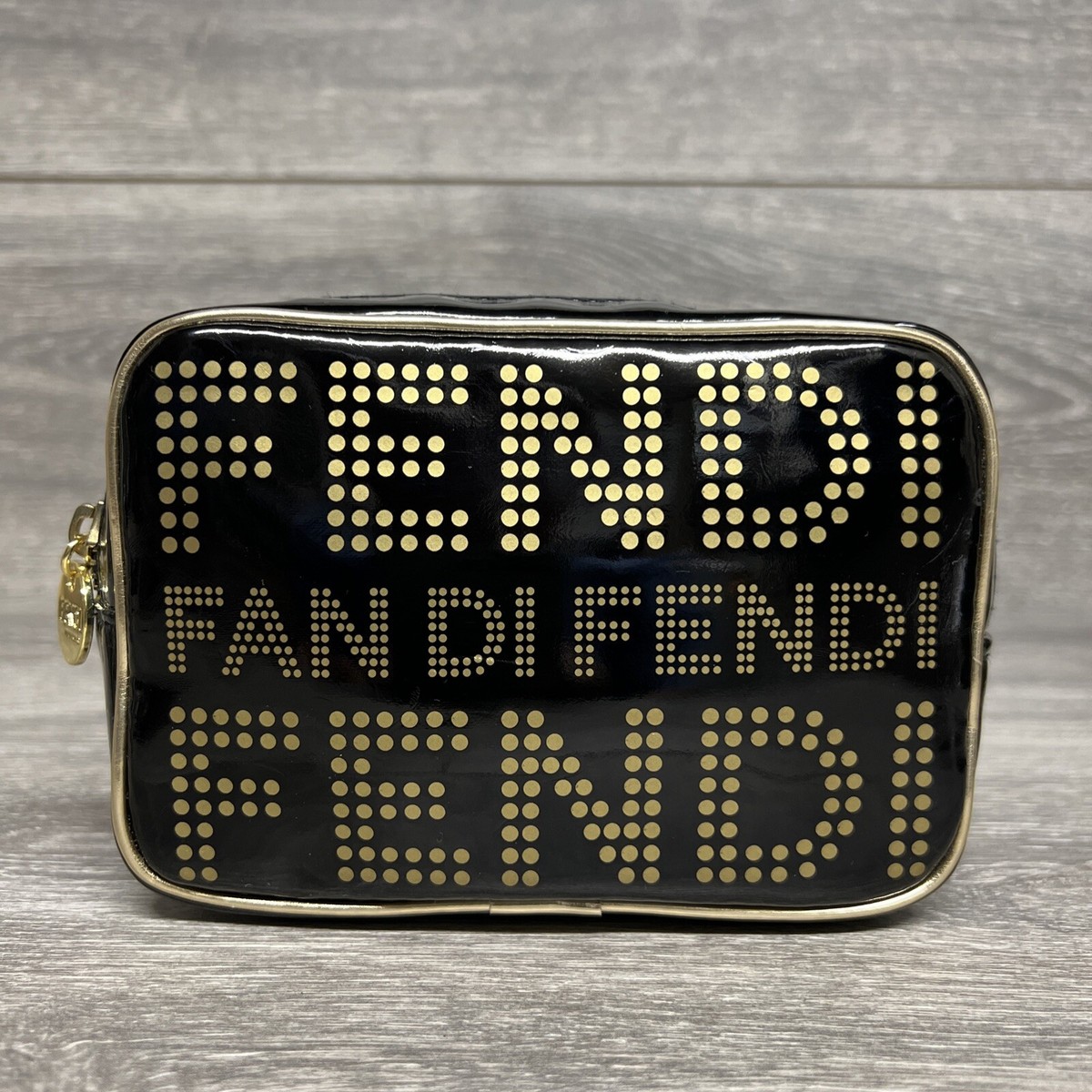 Fendi Fan Di Fendi Perfumes Black With Gold Lettering Cosmetic Bag