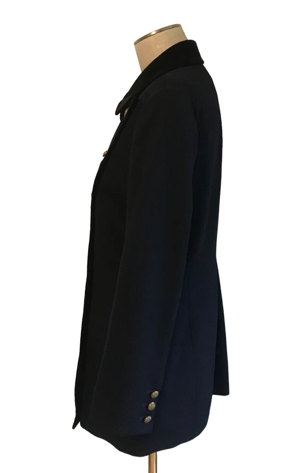 VTG RALPH LAUREN COUNTRY Wool Pea Coat Gold Buttons Velvet Collar USA Made Sz 14 - Image 4 of 4