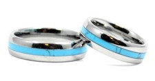 6/8mm Men's Tungsten Turquoise Wedding Band Ring Comfort Fit Size 5 - 14