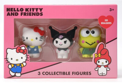 Hello Kitty Figurenset 3-tlg. Radiergummi Kindergarten Schule Kuromi Keroppi   