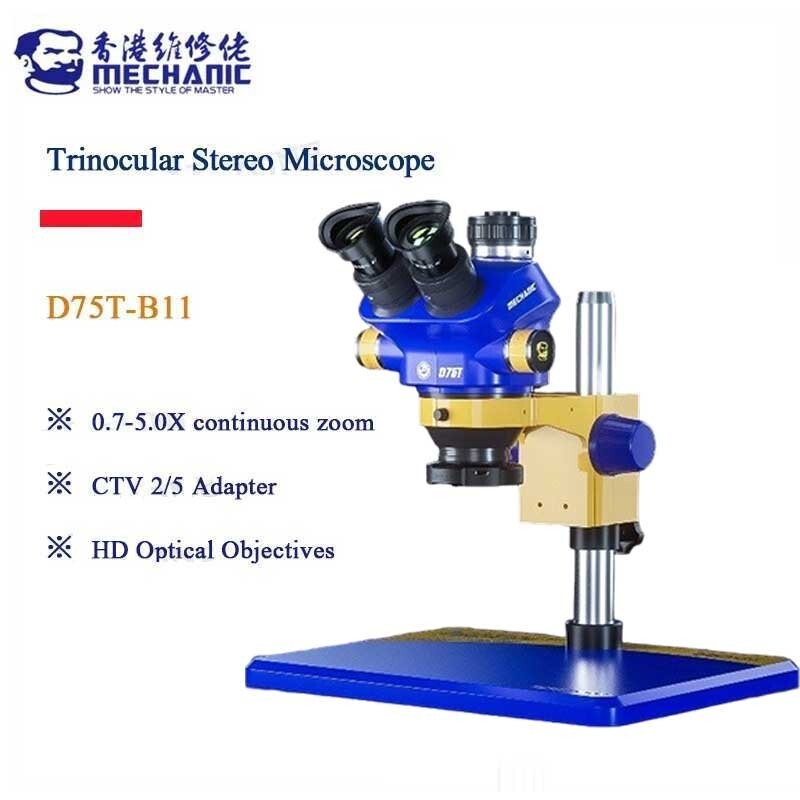 Mechanic D75T-B11 0.7-5.0X High Precision HD Trinocular Stereo