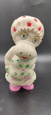 Vintage Anthropomorphic Plastic Cow Hippo Coin Piggy Bank 1983 House Wife
