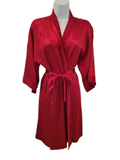 Inner Most Satin Kimono Robe Womens Medium Red Embossed Floral