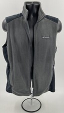 Columbia Steens Mountain Men s Black Grey Fleece Vest Large L ZIPPER BROKEN