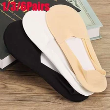 1/3/6 Pairs Womens No Show Nonslip Silicone Invisible Liner Low Cut Boat Socks