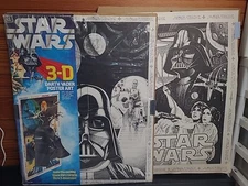 1978 Craft Master STAR WARS 3D pop out Darth Vader Coloring 3 POSTER Lot