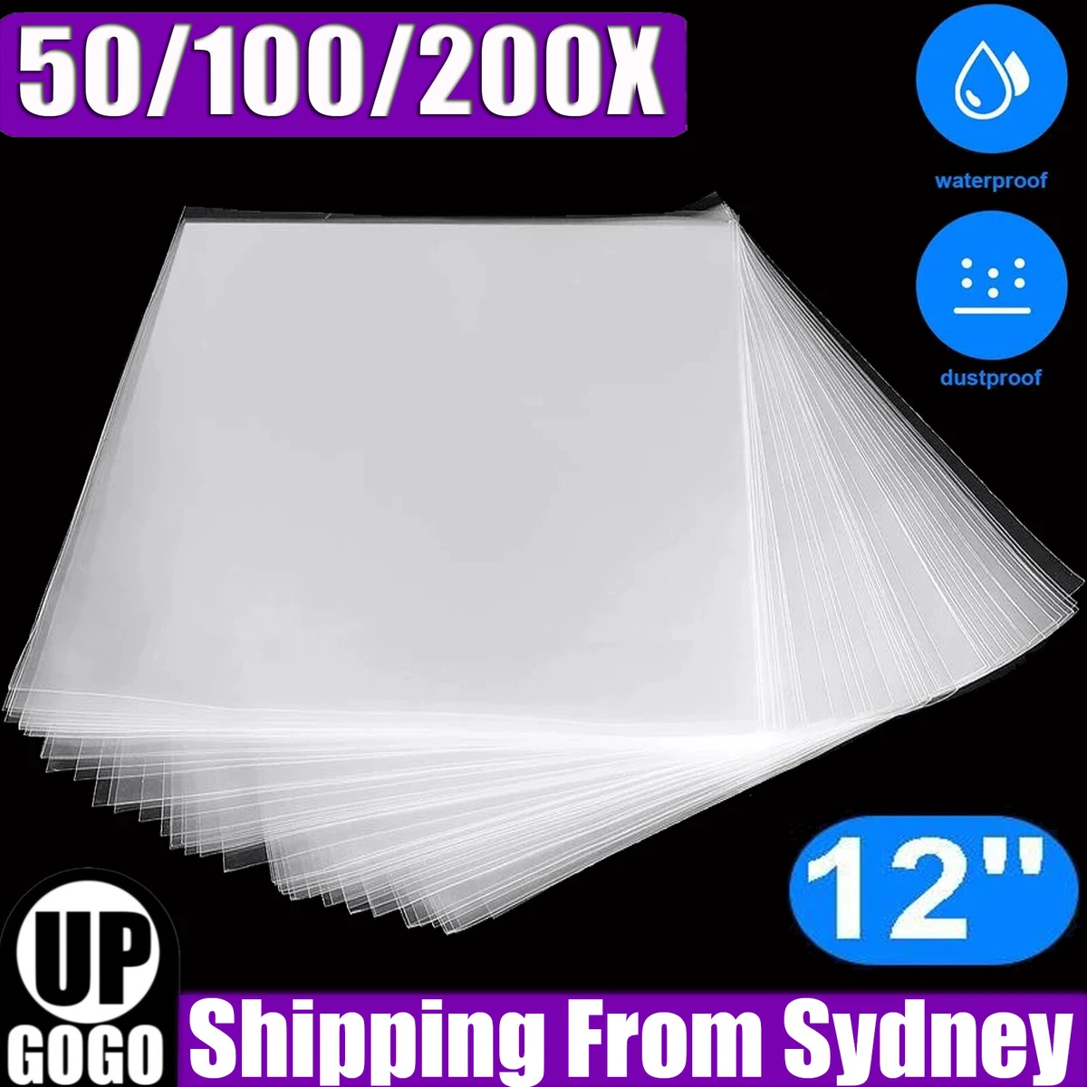 UP 200X Sleeves Outer LP Music Durable for 12" Vinyl Record Plastic Record Cover
