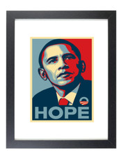 BARACK OBAMA HOPE 2008 Campaign Poster Matted & Framed Picture Photo