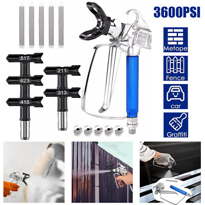 #ad #ad 3600PSI Airless Paint Spray Gun with 517 Tip Nozzle Guard For Wagner Sprayers $28.98
