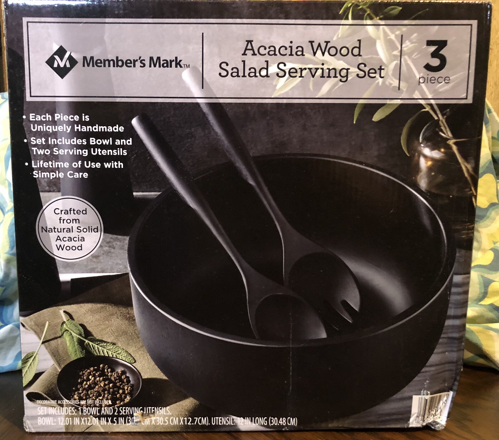 Member's Mark 3 Piece Acacia Wood Salad Serving Set eBay