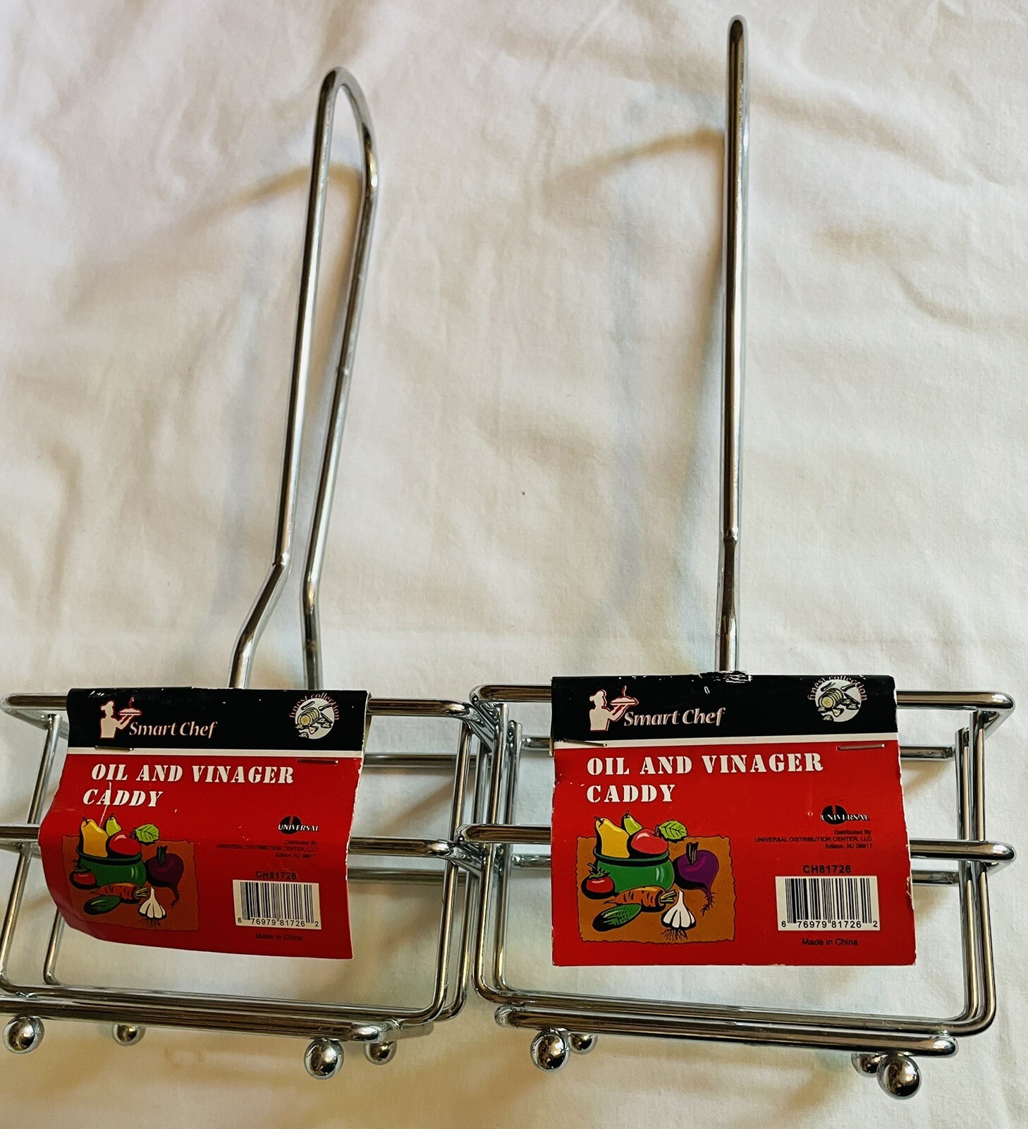 2 Smart Chef Aceite Vinagre Caddy Soporte de Metal Plata Mesa Cocina Comedor Cocinas