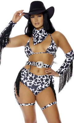 SALE Sexy Forplay Wild Wild Cowgirl Western Cowboy Black & White Costume 552977