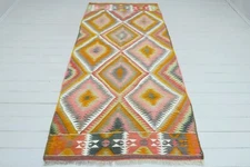 Anatolia Turkish Antalya Barak Kilim Rug Wool Floor Rug 47"x97" Area Rugs Carpet