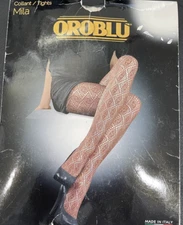 Oroblu 1890 Women's Mila Diamond Fishnet Safari Tights Beige Size S/M  01304