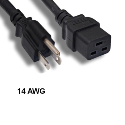 10x 8ft Black Power Cord NEMA5-15P to IEC-60320 C19 14AWG 15A/125V SJT Server