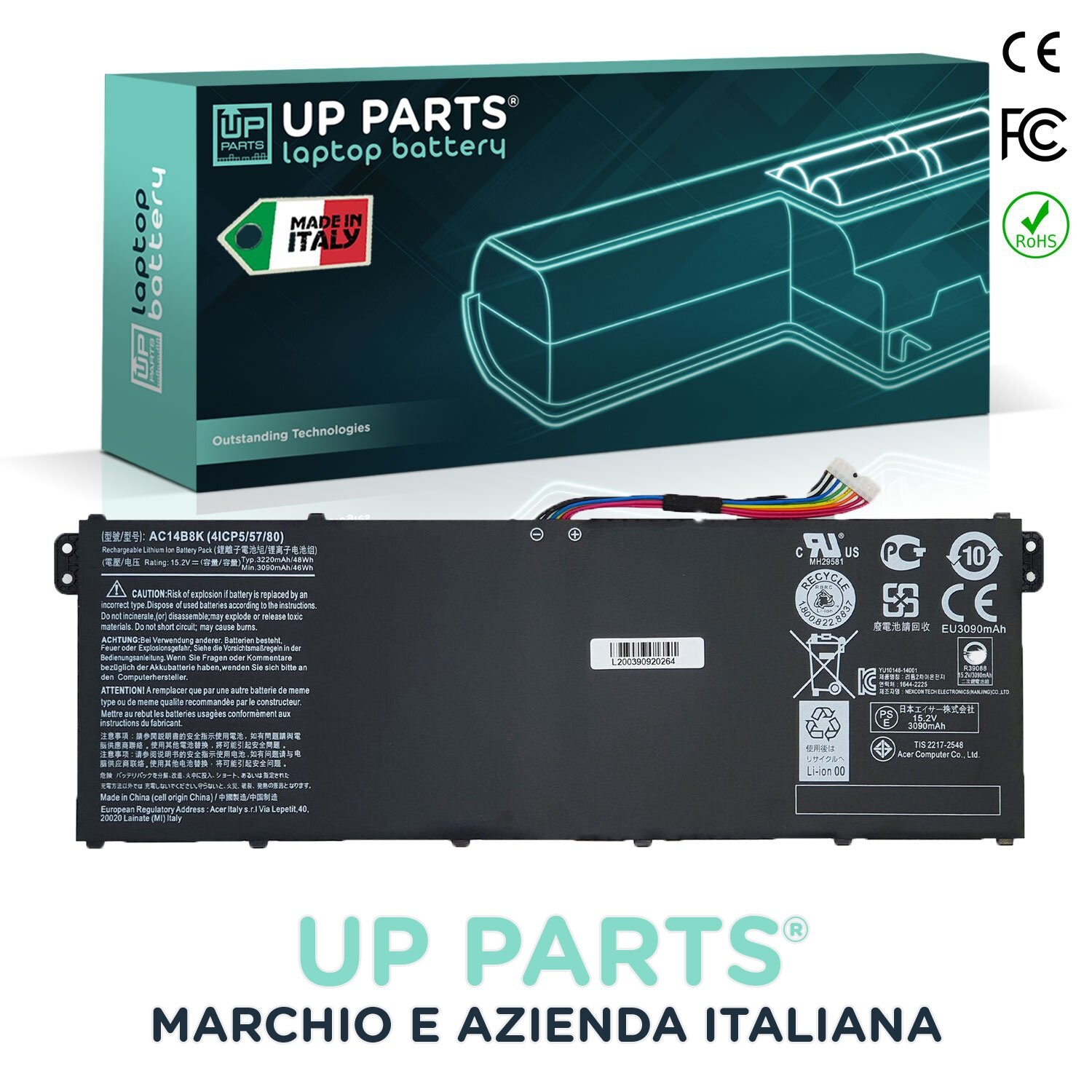 Batteria Acer AC14B18J 11.31V 3220mAh per Aspire ES1-331-C4KJ - Ricambio