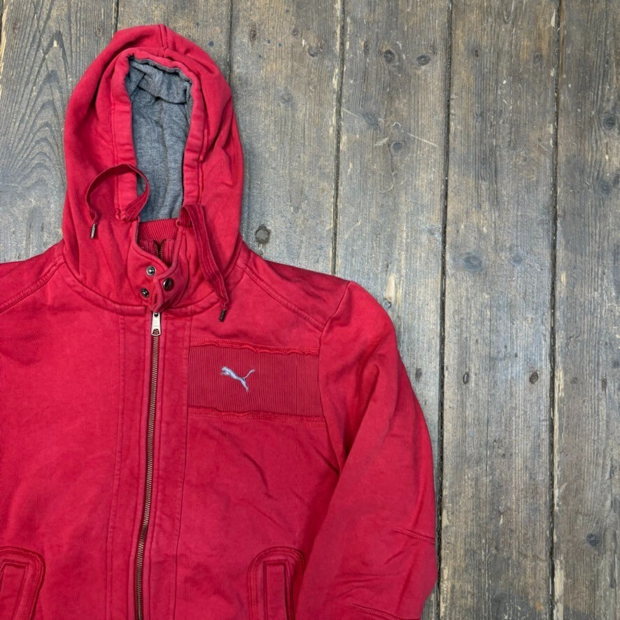 Puma Hoodie Mens Y2K Full Zip Vintage Sweatshirt, Red, Medium image 2