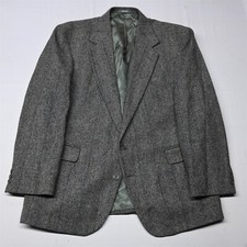 Vtg Haggar 44R Gray Tweed Wool USA Made Mens Blazer Suit Jacket Sport Coat
