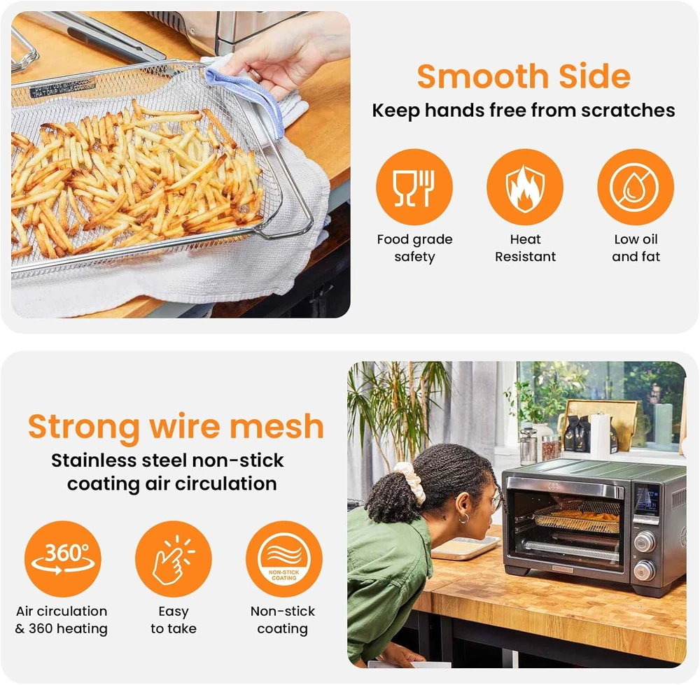 Stainless Steel Air Fryer Basket Replacement Set of 3 for Ovens