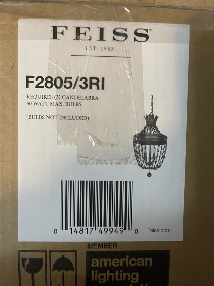 FEISS ОСВЕЩЕНИЕ F2805/3RI ДЕРЕВЕНСКИЙ ЖЕЛЕЗА ЛЮСТРА КРИСТАЛЛ НОВЫЙ В КОРОБКЕ - Изображение 3 из 3
