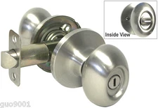 Privacy Satin Nickel Egg Oval Handle Knobs Door Lock for Bedroom Bathroom Lock