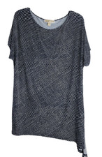 Michael Kors Women Tunic Striped Short Side Asymmetrical Hem Black White Sz M
