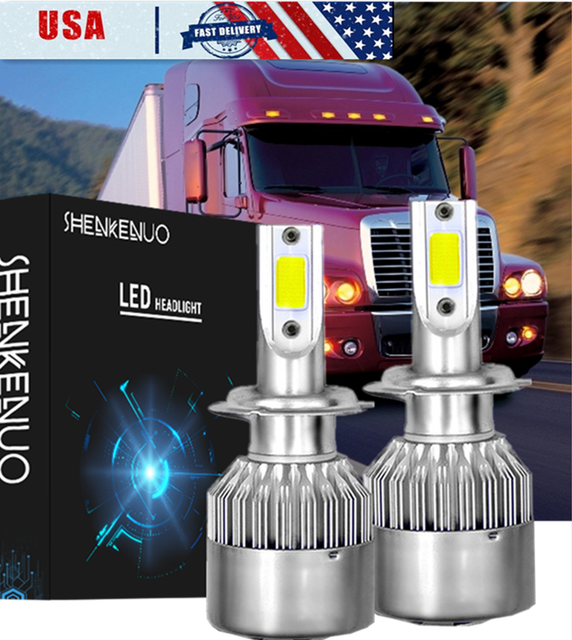 H7 Low Beam COB LED Headlight Bulb Conversion Kit For Freightliner