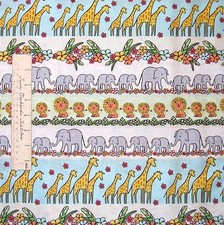 Safari Fabric - Baby Elephant Giraffe Lion Stripe - Timeless Treasures YARD