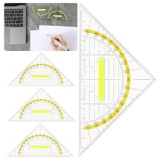 4 Pcs Multifunctional Triangle Ruler with Handle, Plastic Triangle Ruler