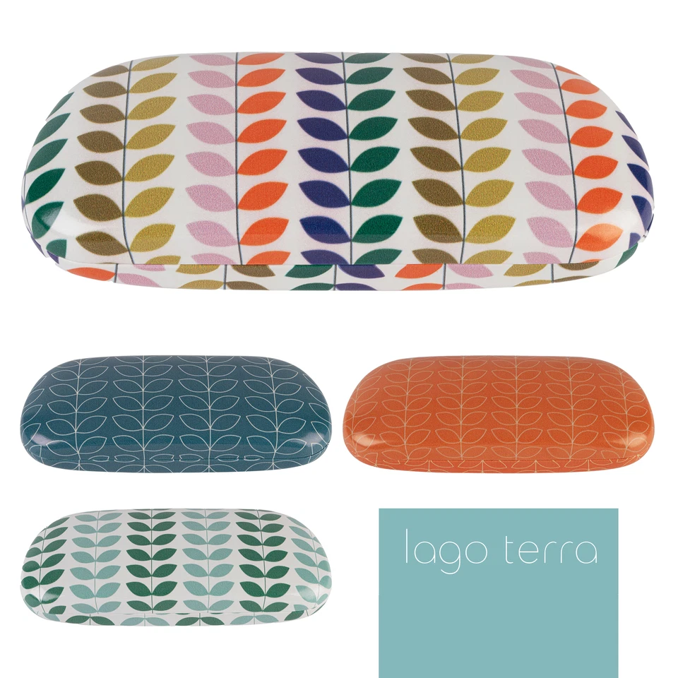 LAGO TERRA Stylish Geometric Leaf Print Snap Shut Hard Shell Glasses Case Sunglasses Travel